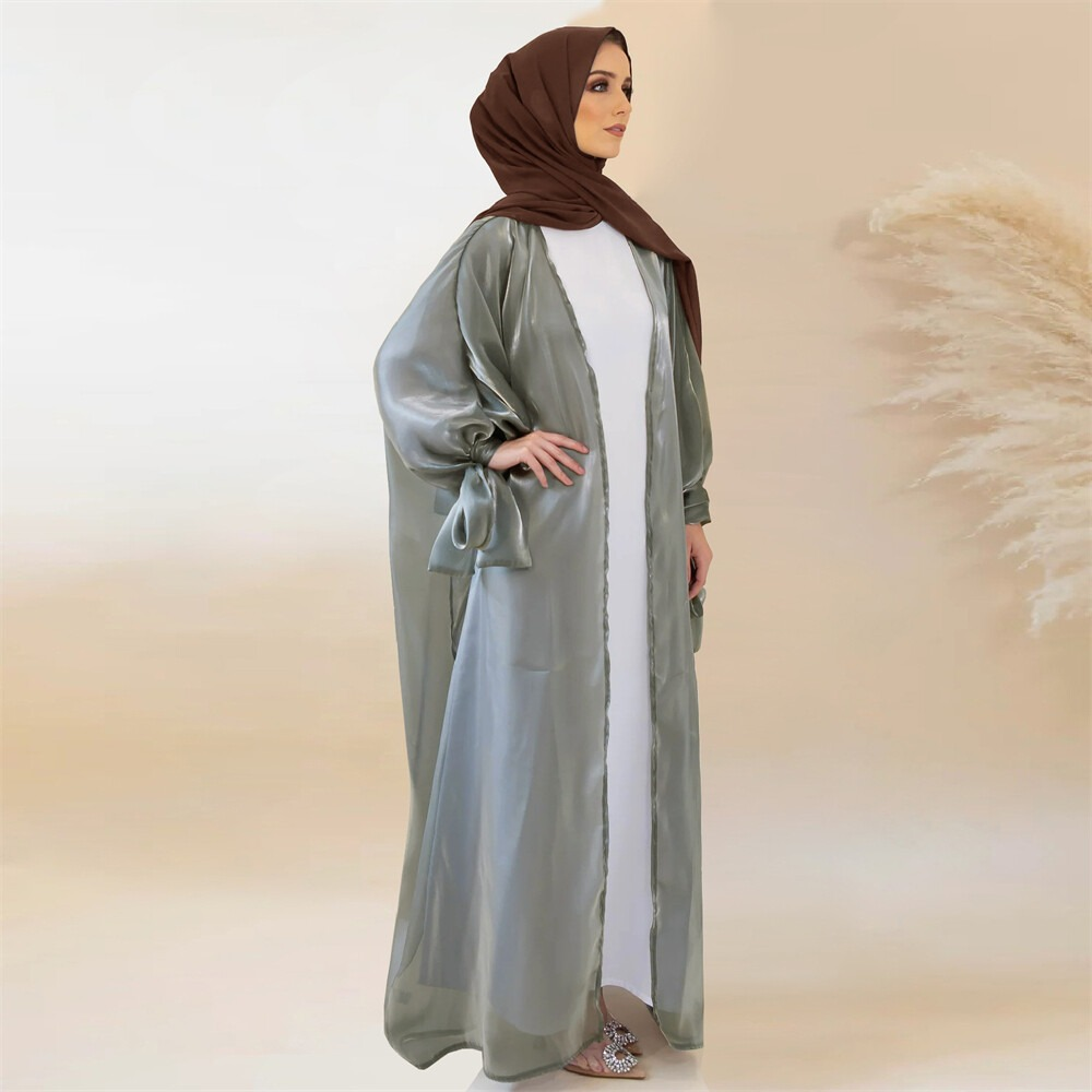 Satin Kimono Open Cardigan Abaya