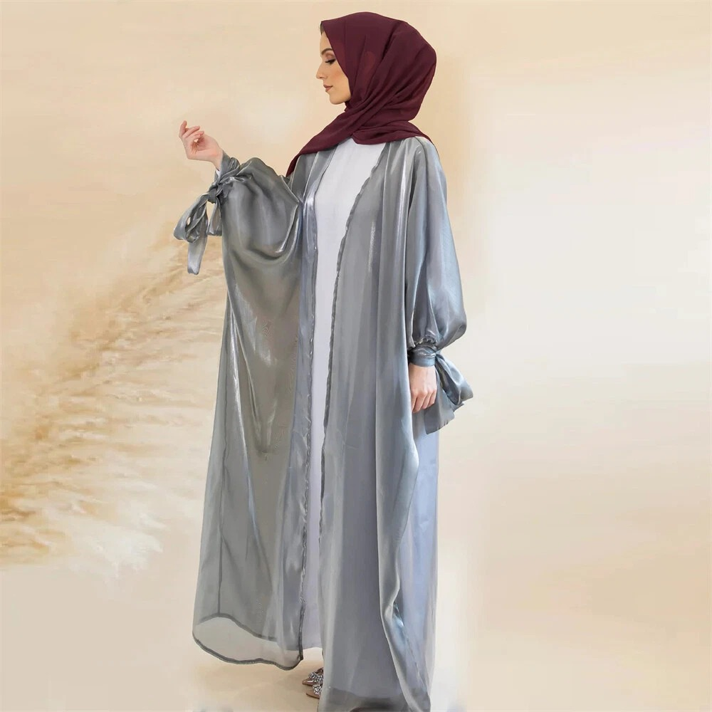 Satin Kimono Open Cardigan Abaya