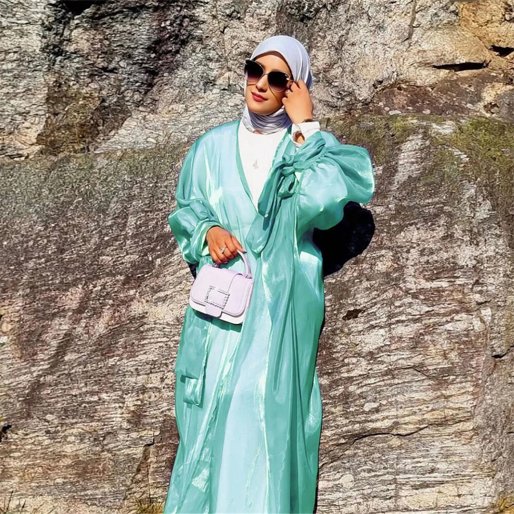 Satin Kimono Open Cardigan Abaya