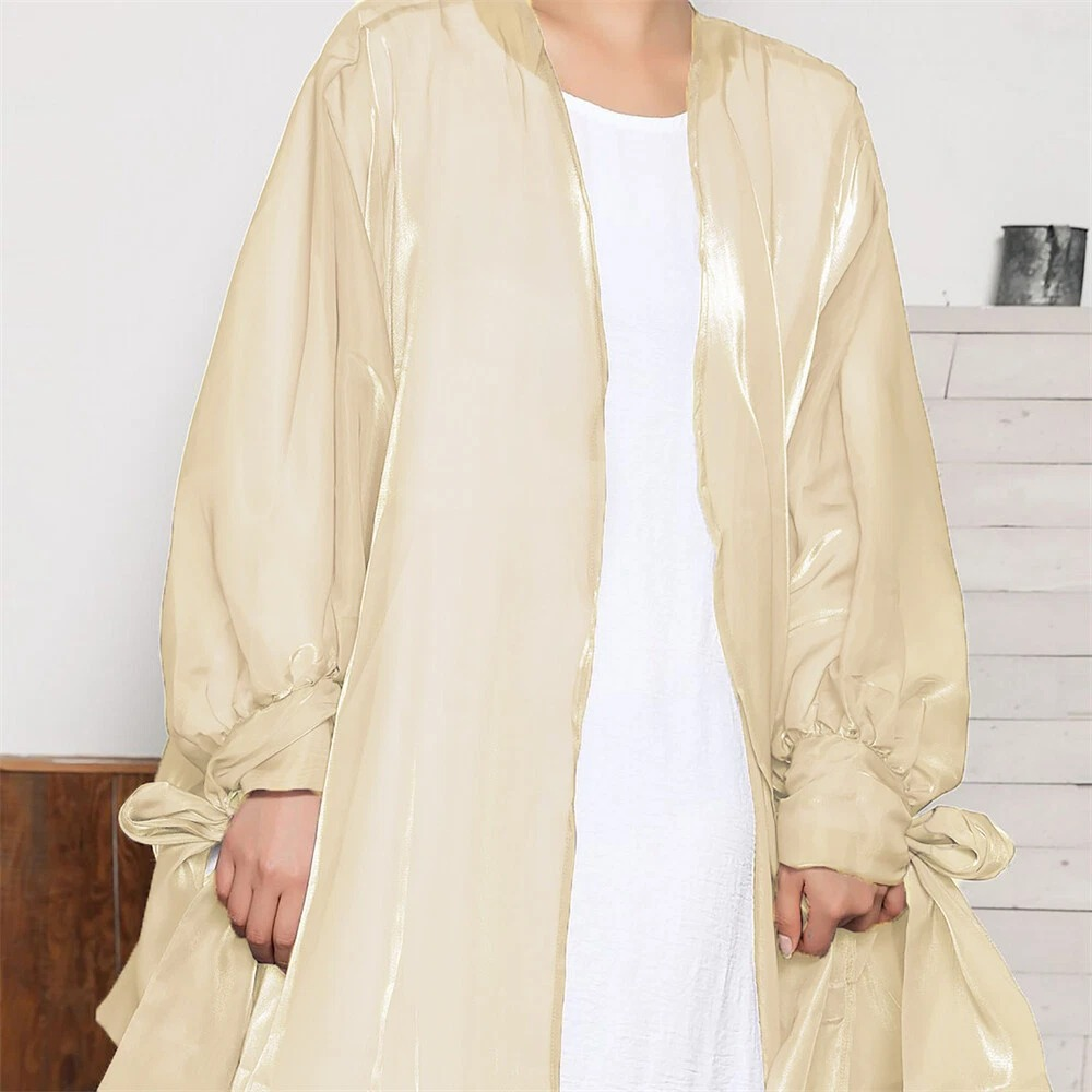 Satin Kimono Open Cardigan Abaya