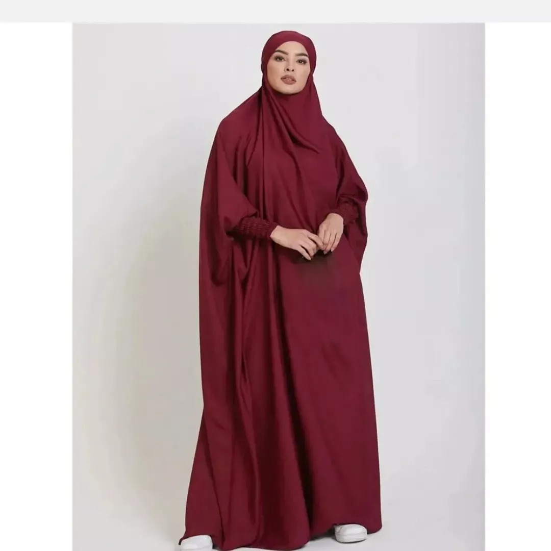 One Piece Long Prayer Dress Overhead Robe Khimar Hijab Burqa Jilbab