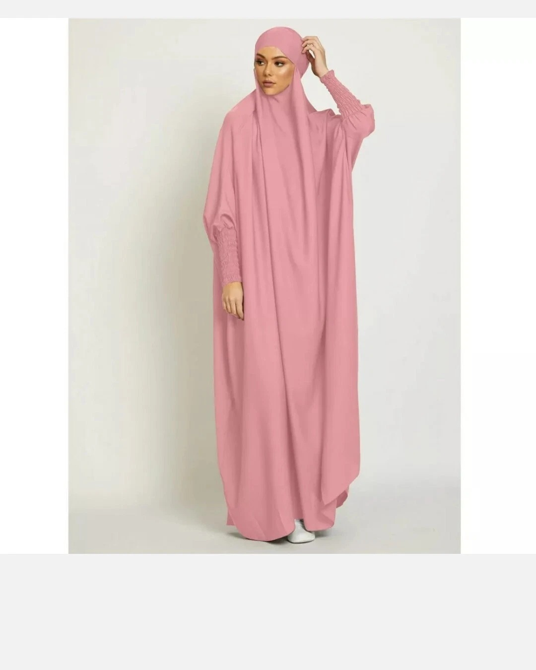 One Piece Long Prayer Dress Overhead Robe Khimar Hijab Burqa Jilbab