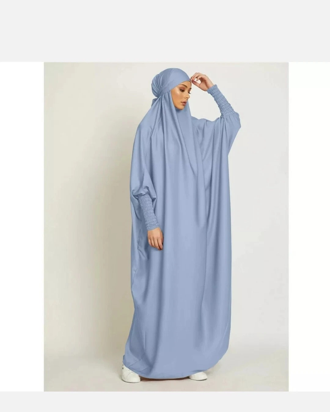 One Piece Long Prayer Dress Overhead Robe Khimar Hijab Burqa Jilbab