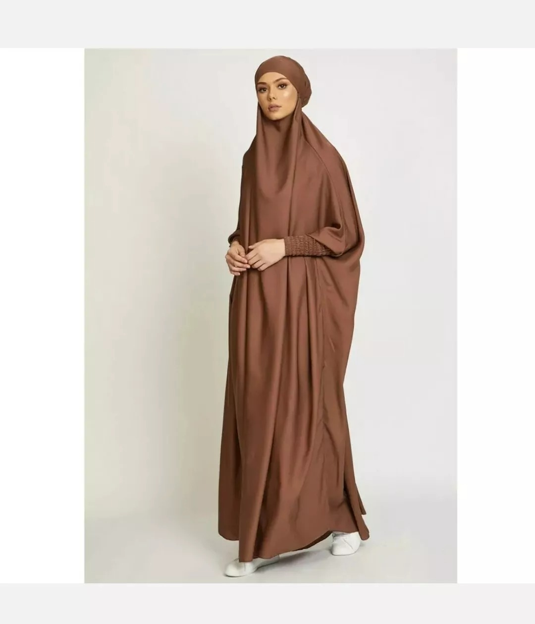One Piece Long Prayer Dress Overhead Robe Khimar Hijab Burqa Jilbab