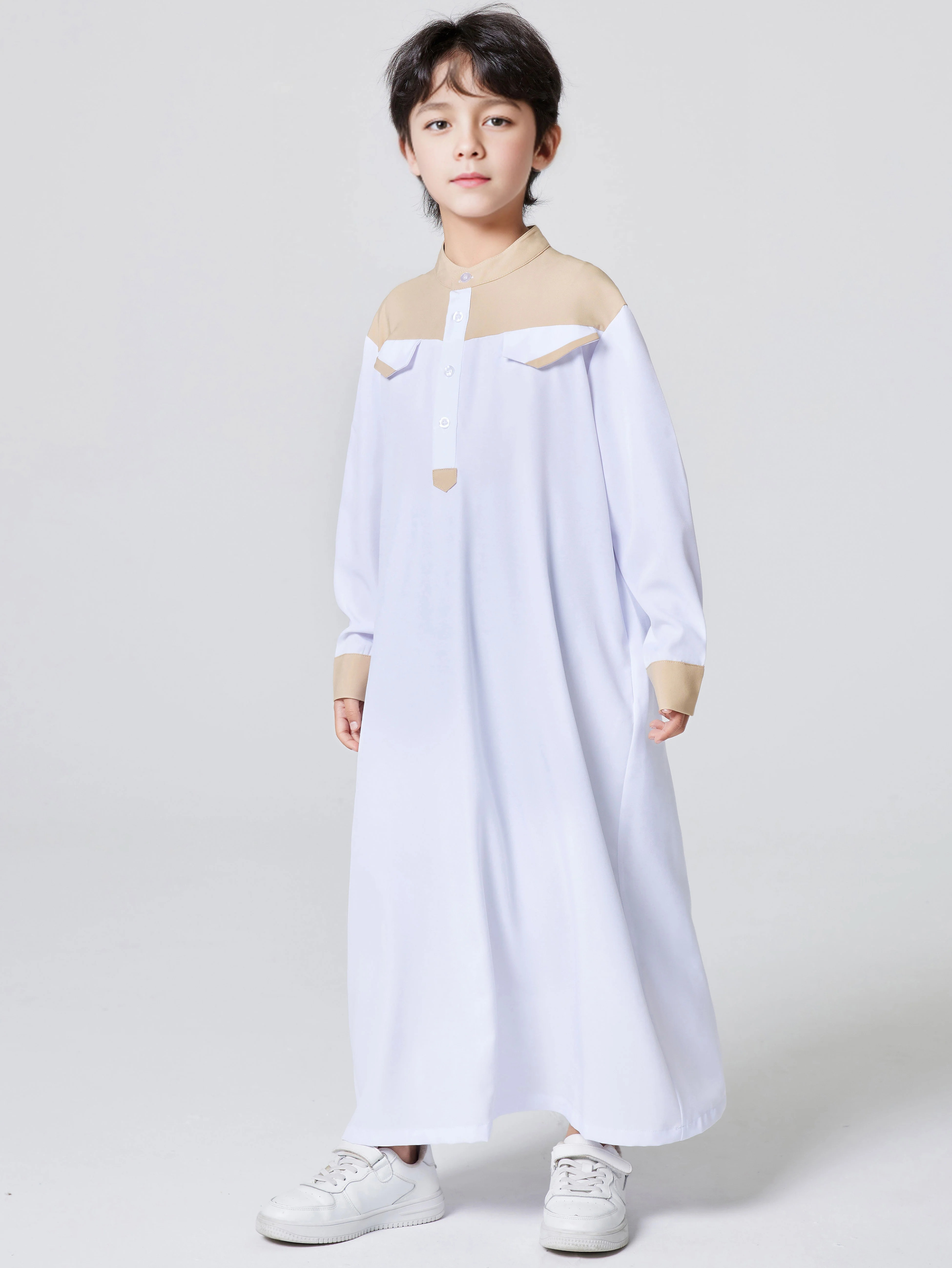 Ramadan Boys Middle East Islam Long Sleeve Arab Dubai Robe, Muslim Casual Ethnic